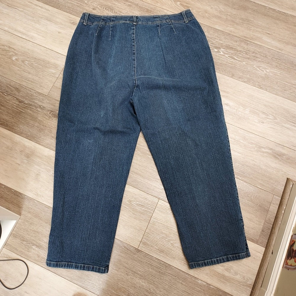 Liz Claiborne Lizwear Jeans Women 18P Blue Michaela Straight Leg Side Slit Short - Picture 4 of 7